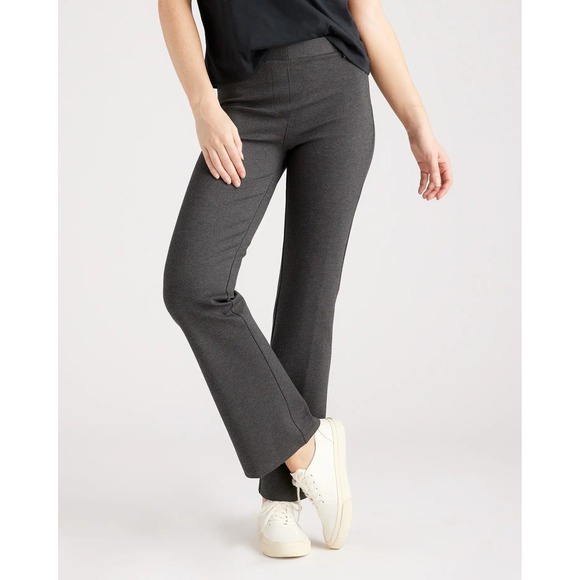 Quince Pants - Quince Women's Charcoal Gray Ultra Stretch Ponte Bootcut Pants Size Large Tall